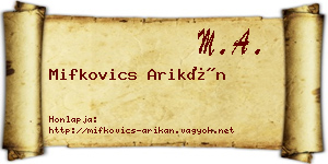 Mifkovics Arikán névjegykártya